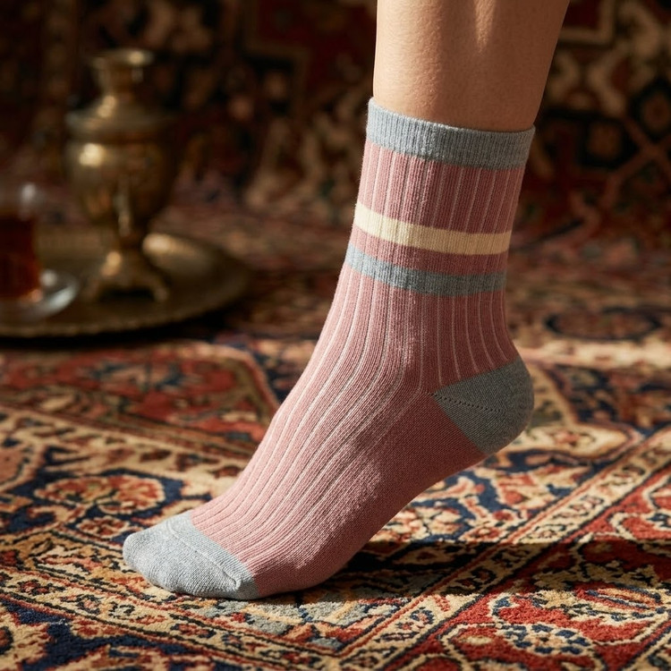 جوراب دوخط رنگی